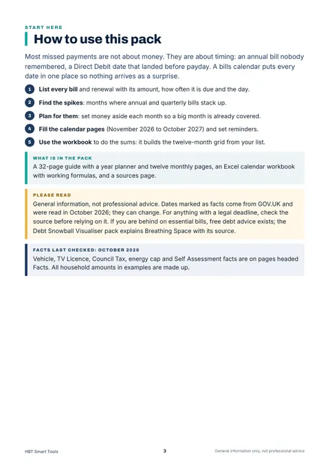 View 4: Sample page 3 from Bills and Deadlines Calendar