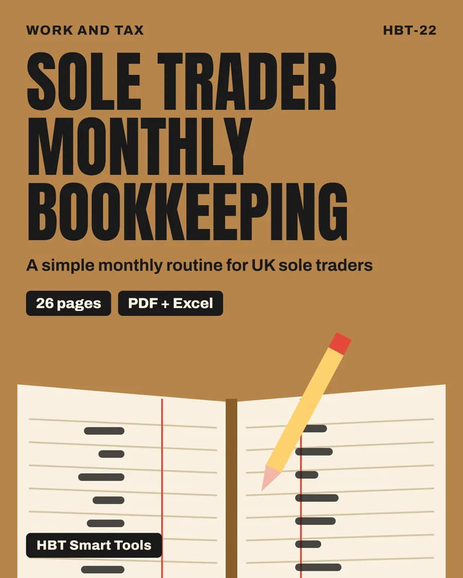 Cover of Sole Trader Monthly Bookkeeping Pack