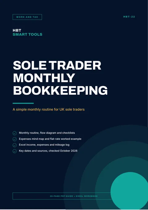 View 2: Sample page 1 from Sole Trader Monthly Bookkeeping Pack