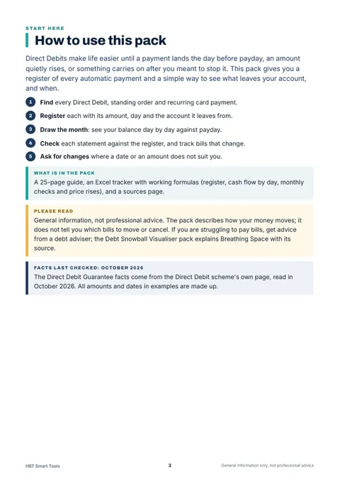 View 4: Sample page 3 from Bill and Direct Debit Tracker