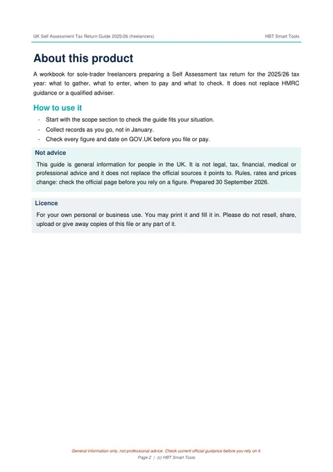 View 3: Sample page 2 from UK Self Assessment Guide and Tracker 2025/26
