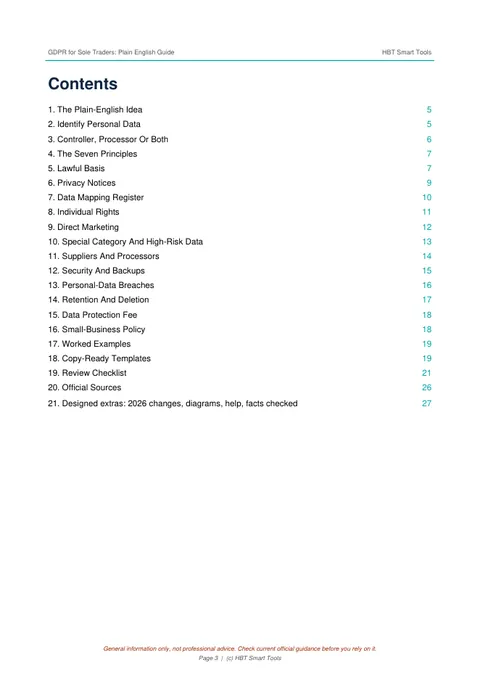 View 4: Sample page 3 from UK GDPR for Sole Traders