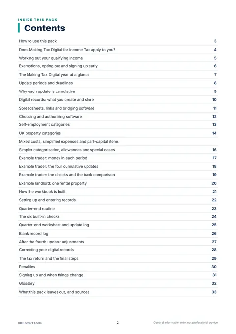 View 3: Sample page 2 from Making Tax Digital for Income Tax Tracker