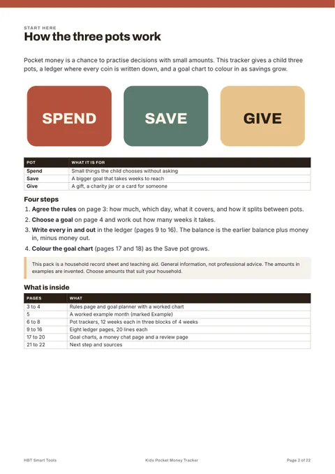 View 3: Sample page 2 from Kids Pocket Money Tracker