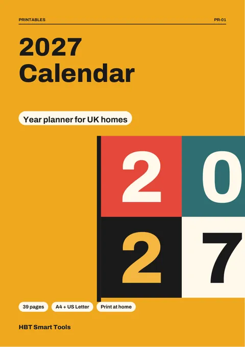 View 2: Sample page 1 from 2027 Calendar Printable