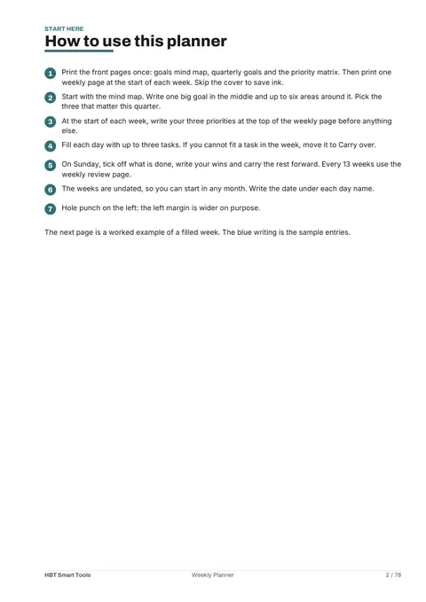View 3: Sample page 2 from Weekly Planner Printable