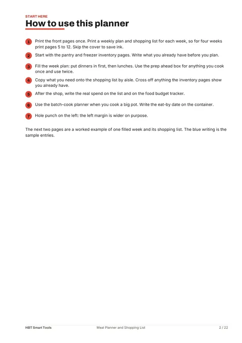 View 3: Sample page 2 from Meal Planner and Shopping List Printable