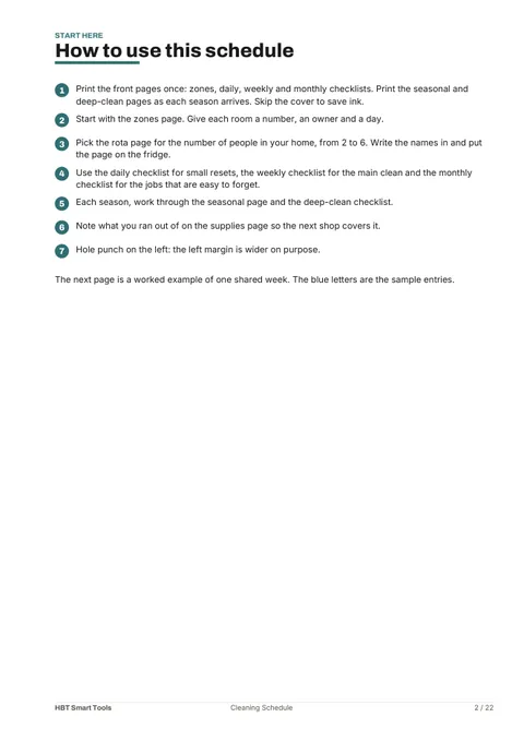 View 3: Sample page 2 from Cleaning Schedule Printable
