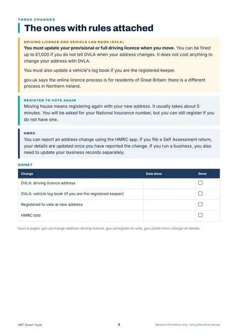 View 3: Sample page 2 from Moving House: Change of Address Checklist