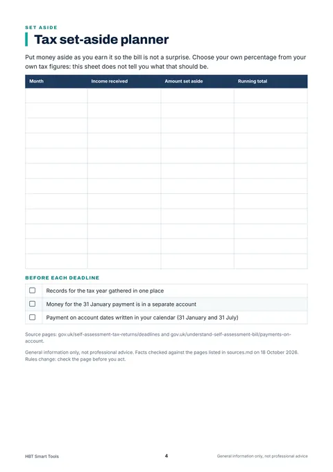 View 4: Sample page 3 from Self Assessment: Dates and Payments on Account