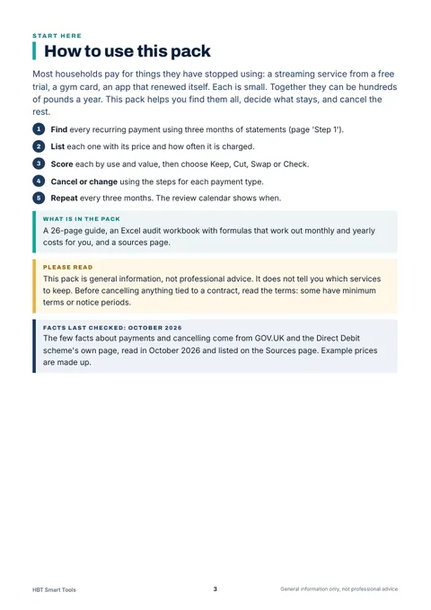View 4: Sample page 3 from Household Subscriptions Audit