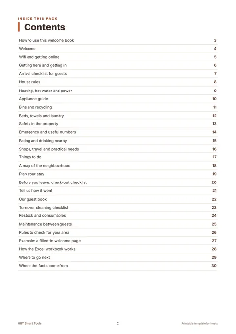 View 3: Sample page 2 from Holiday Let Guest Welcome Book